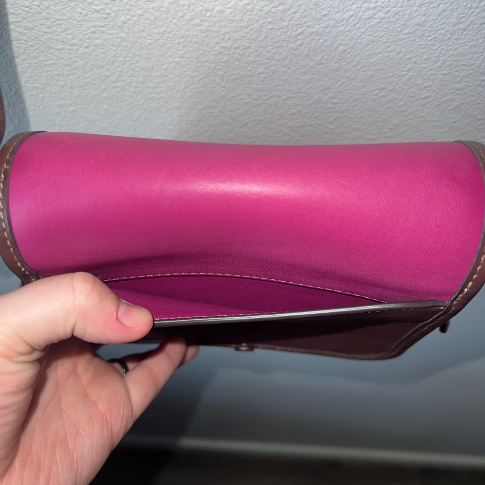 Coach Original Leather Magenta and Brown Crossbody Bag - EUC - No Call Outs - Picture 4 of 14
